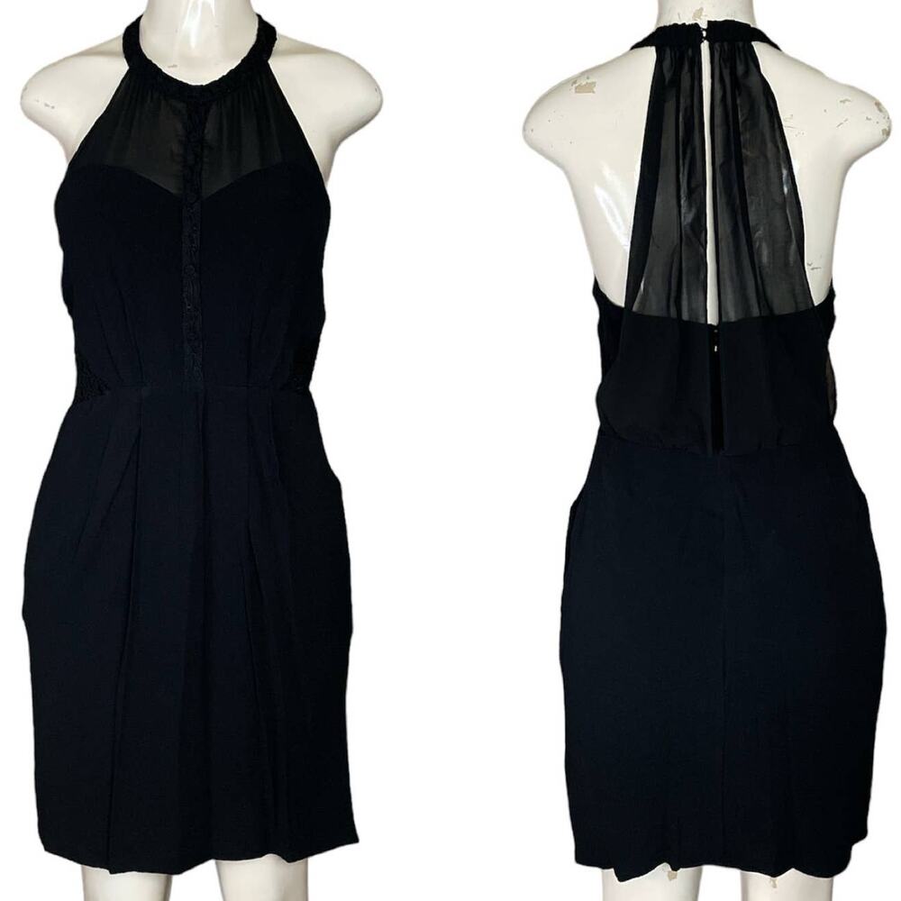 Greylin Taylor Lace Halter Dress Sleeveless Black SZ Medium NWT